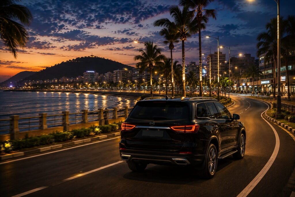 City taxi on Beach Road, Visakhapatnam